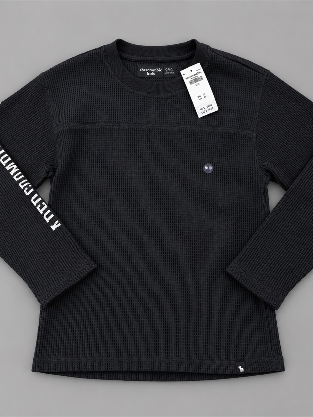Boy’s Abercrombie & Fitch Black Long-Sleeve Waffle Knit Top